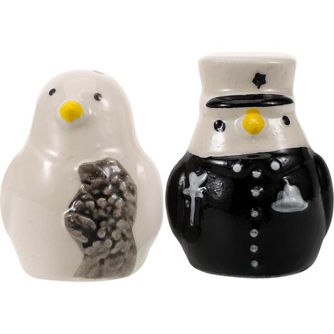 Pack de 2 salières et poivrières en porcelaine amusantes, salières et poivrières en céramique au design d'oiseau, contenant d'épices pour décoration de table de mariage, idées de cadeaux pour barbecue (1/5)