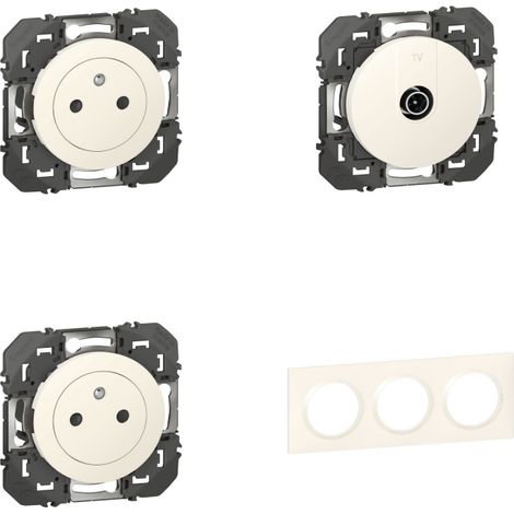 Legrand Pack Dooxie 2x2P+T + TV + Plaque 3P (1/4)