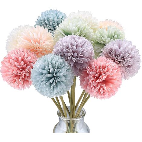 Bouquets de 12 hortensias artificiels, fleurs décoratives en boule, 6 couleurs-AquaForge (1/5)