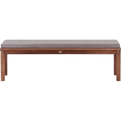 Garden Bench with Cushion Natural Eucalyptus Wood 160 cm Rectangular Rustic Style Terrace Balcony Indoor Outdoor Furniture TUSCANIA (1/5)