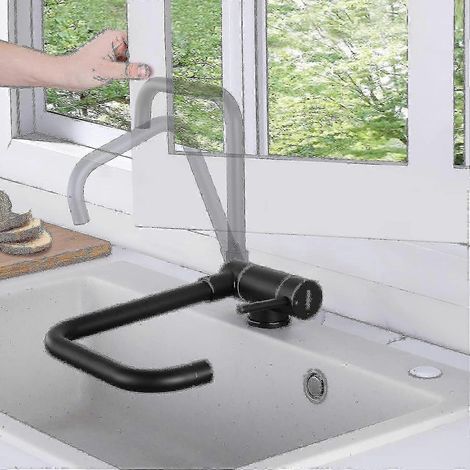 360° drehbare, faltbare Küchenarmatur in Schwarz, faltbare Küchenarmatur im Fensterdesign, Edelstahl-Mischbatterie für Warm- und Kaltwasser – die perfekte Wahl