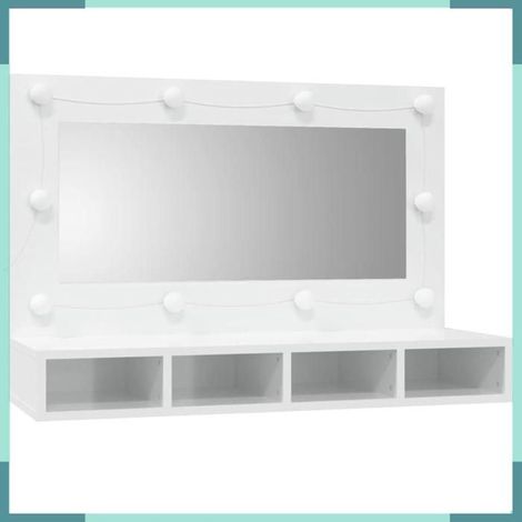 Armoire à miroir - 808897 - Blanc brillant - Avec LED - 90 x 31,5 x 62 cm (1/5)