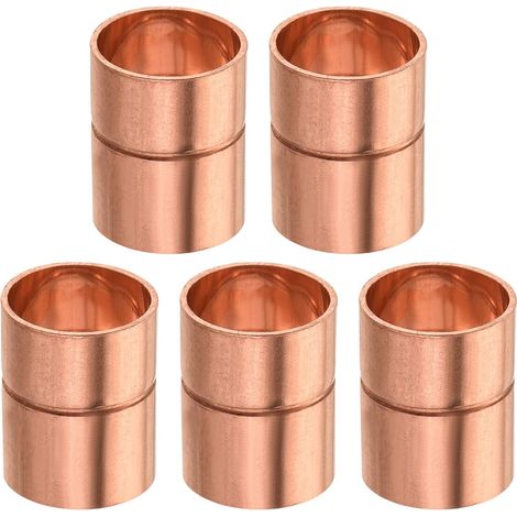 Accouplement en Cuivre 5 Pièces, Adaptateur de Connecteur de Joint de Soudage de Coupleur de Raccord en Cuivre Droit de Plomberie, Idéal pour CVC, Climatiseur (1/2" ID) (1/5)