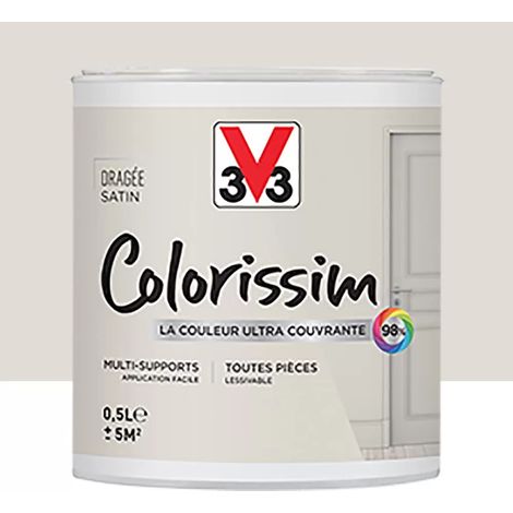 Peinture Multi-supports V33 Colorissim Satin Dragée 0,5 L