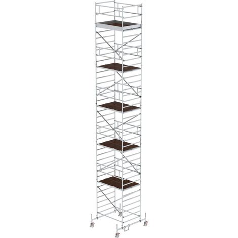 Günzburger Steigtechnik Echafaudage roulant 1,35 x 1,8 m avec embase roulante & double plate-forme Hauteur de plate-forme 10,45 m - 173036