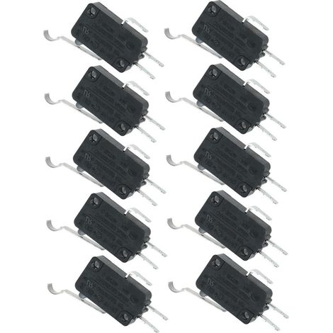 Micro Interrupteur Électrique 16a Noir en Métal, Lot de 10 Étanche, Usage pour Équipements Électroniques Communication, Usage Répété Jusqu’à 500000 Fois (1/5)