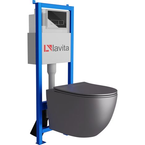 Bâti-support Lavita LAV 101 à 40 cm + WC Sinto Grey sans bord + plaque de commande LAV 200.3.2 chrome Kit complet WC (1/5)