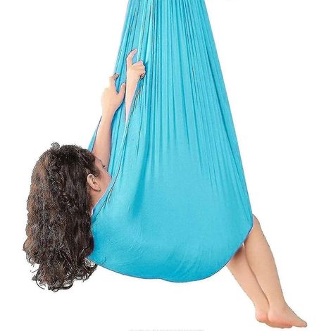 Balançoire sensorielle pour la thérapie en intérieur, adaptée aux adultes, aux enfants et aux adolescents (dimensions, couleur : 150 x 280 cm – bleu mer) (1/3)