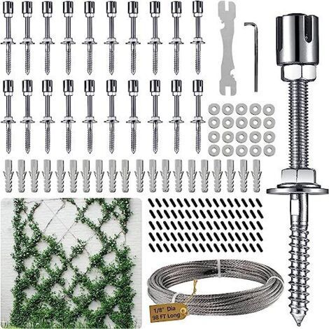 XVX Support Pour Plante Grimpante, Kit Complet En Inox Avec Support Mural Et Corde Diamètre 3Mm (Longueur 30M) (1/4)