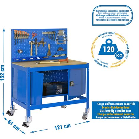 simonrack Banco da lavoro premium blu e legno
