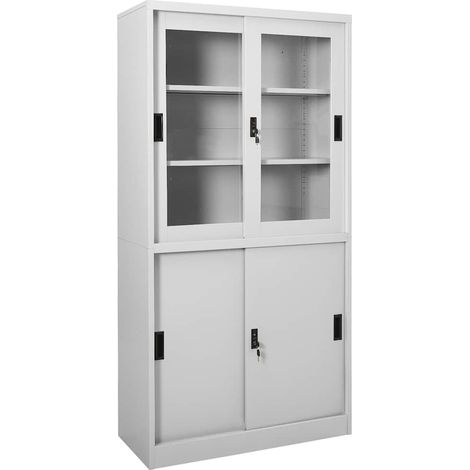 Armario oficina puerta corredera acero gris claro 90x40x180 cm vidaXL (1/5)