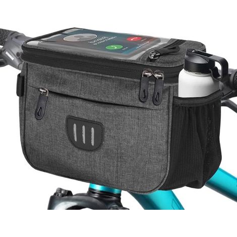 Borsa da manubrio staccabile per biciclette, idrorepellente, borsa da manubrio per e-bike, borsa a tracolla, borsa da manubrio con supporto per cellulare, tracolla inclusa (1/5)
