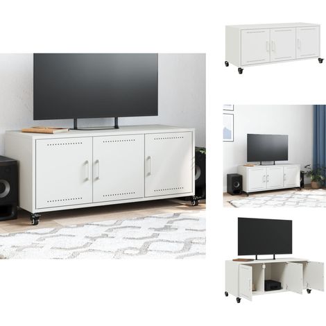 TV-Schrank Weiß 100,5x39x43,5 cm Kaltgewalzter Stahl - TV-Schrank - TV-Schränke - TV-Möbel - TV-Ständer (1/5)