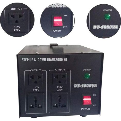 Senderpick – Convertisseur de tension 800W – 110V ↔ 220V, 1KVA, protection surcharge – 4 prises universelles pour électroménager et voyage