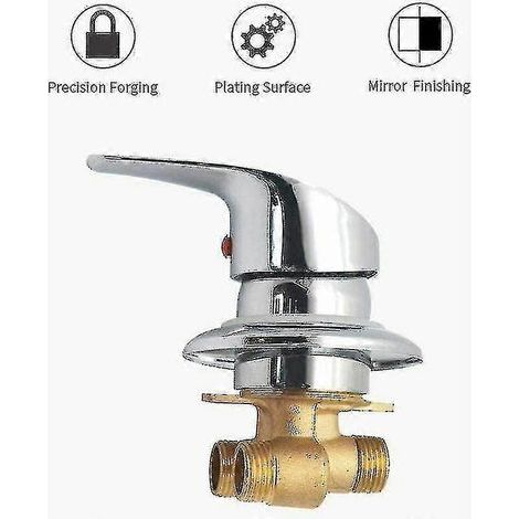 Mitigeur de douche en laiton chromé avec inverseur de sortie et raccord G1/2 pour eau chaude et froide. Compatible avec les douches de salle de bain. (1/4)