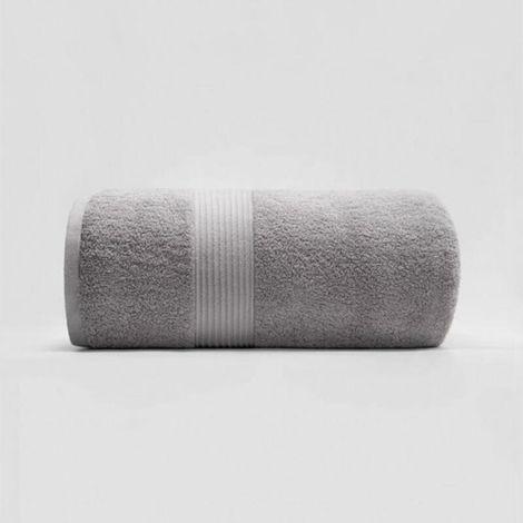 2 x draps de douche 100% coton, résistants à la décoloration, doux et absorbants, 2 serviettes de bain, 70 x 140 cm, gris (1/4)