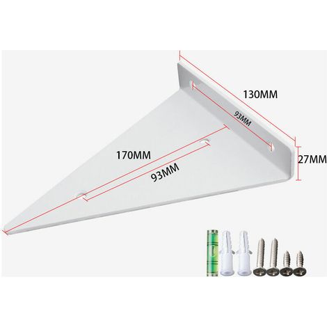 Étagère, étagère murale en métal, étagère flottante, étagère triangulaire invisible avec vis, convient pour le salon, la chambre à coucher, la décoration de la salle de bain 2pcs(blanc 130 x 170 mm) (1/5)