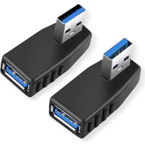 Adaptateur USB 3.0 [2 pièces], mâle coudé à 90 degrés vers femelle USB 3.0 (ADA)