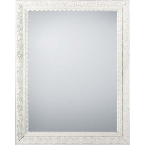Barock Wandspiegel TANJA mit Holzrahmen Weiß 55x70 cm (1/5)