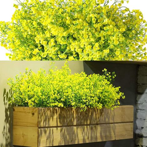 12 Lots Arbustes Artificiels Buissons Fleurs artificielles Résistantes Aux UV d'Extérieur Plantes Fleurs Décoratives pour Arrangement Floral, Centre de Table, Décoration de Jardin Maison (Jaune) (1/5)