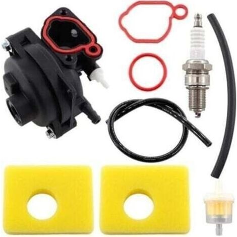 Carburateur pour moteurs de tondeuses à gazon Briggs & Stratton 300E, 450E, 500E, 550E, 575E, 600E OVH, 591979, 595656, 590556 et 591160, avec filtre à air, filtre à carburant et bougie d' (1/4)