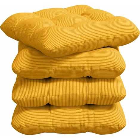 Sitzkissen 4 pcs Helles Gelb 40 x 40 cm Cordstoff vidaXL