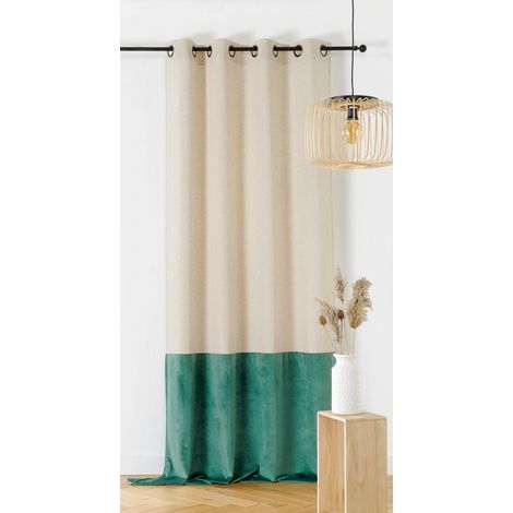Rideau d'ameublement "Duo lin" - 140x240cm - Vert emeraude (1/2)