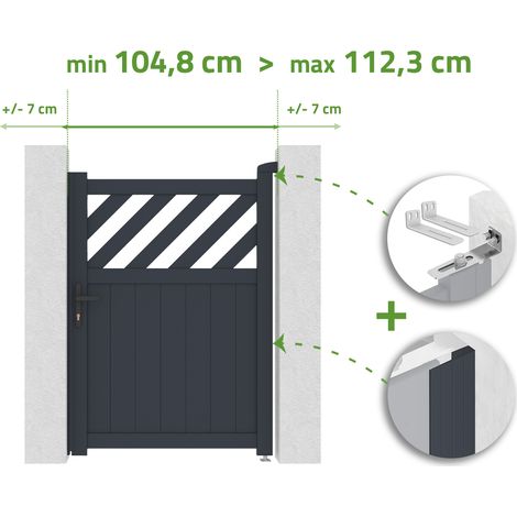 Tor, verstellbar in der Breite 1 m, HELMIS H. 140 cm, graues Aluminium