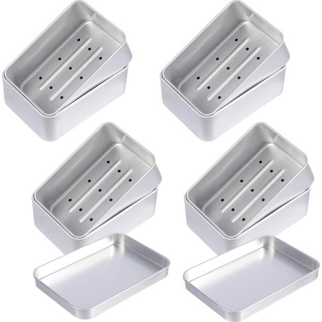 4 Pièces Boîte à Savon en Aluminium, Boîte à Savon avec Égouttoir, Boite Savon de Voyage, Porte Savons Amovible, Wasserdicht und Rostfrei, pour Un Rangement Pratique à La Maison Ou en Voyage (1/5)