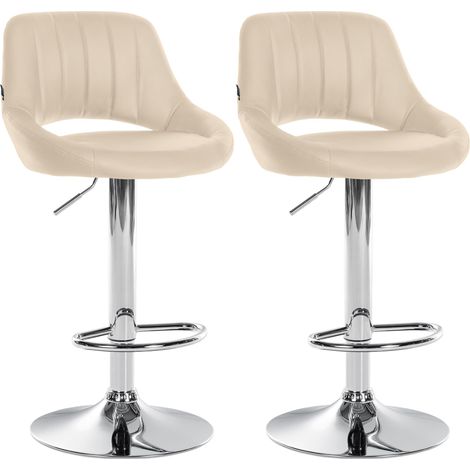 2er Set Barhocker Milet Kunstleder creme Metall in Chromoptik (1/5)