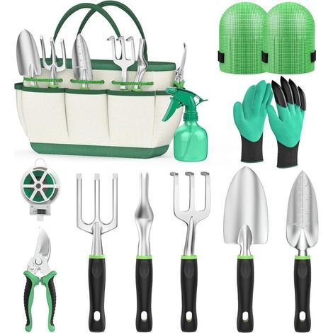 Outils de Jardin, 11 pièces d'outils de Jardinage en Acier Inoxydable, kit Cadeau avec Sac à Outils Robuste, Cadeaux de Jardinage pour Homme et Femme (1/5)