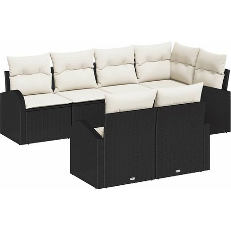 Maison Exclusive - Set Divano da Giardino 7 pcs Nero e Bianco polyrattan