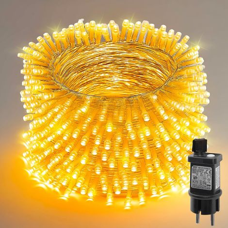 Guirlande Lumineuse Extérieur, 1000 LED 100 M Étanche Guirlande Lumineuse avec Minuterie, 8 Modes Décoration de Noël pour Fêtes Intérieur et Extérieur Jardins Arbres Étanche, Blanc Chaud (1/5)