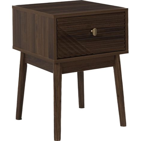 Table de chevet marron 1 tiroir avec poignée dorée (1/5)