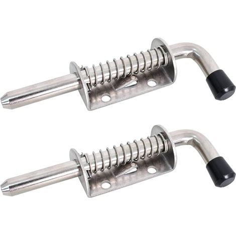 Loquet à Ressort en Acier Inoxydable, Boulons à Ressort Inox,Verrou à Ressort Avec poignée en Caoutchouc, Loquet Ressort pour Portes,Etagères,Portail de Cour et Garage -10 X 128mm
