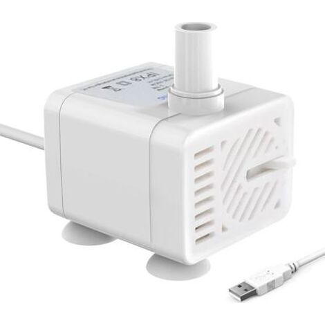Mini pompe submersible USB (5 V CC, 1–3 W, 200 l/h), réglable, ultra-silencieuse, idéale pour les animaux, les aquariums, les bassins et la culture hydroponique / Blanche (1/5)