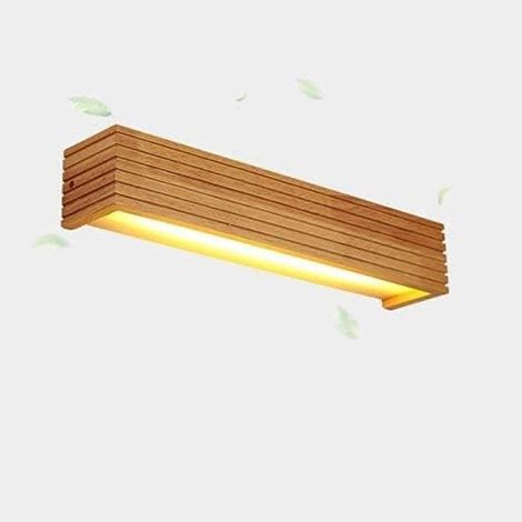 Applique murale LED de style japonais en bois massif, lampe miroir moderne et simple, lampe de chevet, lampe nordique en forme de bûche pour escalier, couloir, salle de bain ou chambre (Largeur : 35 c (1/5)
