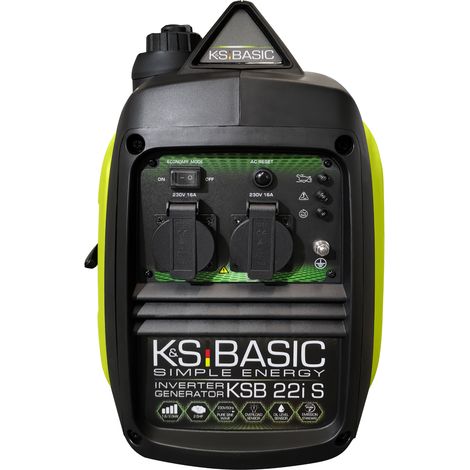 Generador inverter KSB 22i S de la maxima potencia de 2000 W, doble transformación de la energía eléctrica, conviene para dispositivos sensibles, motor EURO V, 2x16A (230V), modo de ahorro de combustible, carcasa insonorizada, dimensiones compactas. Clase de protección IP23M (1/5)