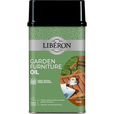 Liberon 126171 Garden Furniture Oil in Teak, 500ml – Protects and Enhances Outdoor Wooden Furniture