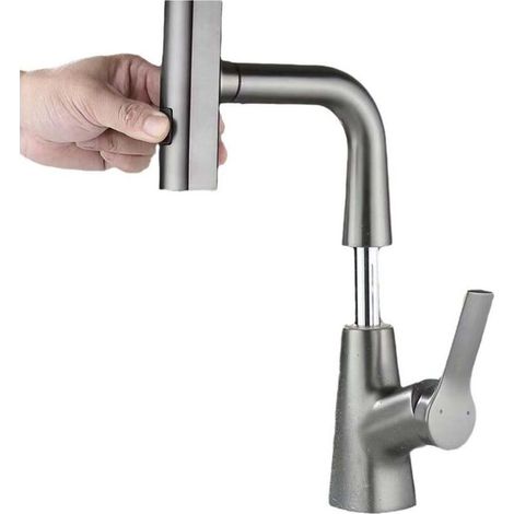 Robinet de cuisine en alliage de zinc avec pommeau amovible, 3 modes de pulvérisation (jet normal, pluie fine, jet puissant), manche pivotant et démarrage à froid – pour évier domestique (1/5)