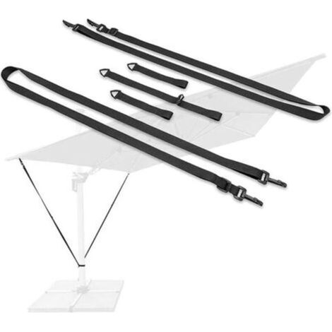 5 Pièces Vent pour Parasol déporté, avec Mousquetons, Fixation Réglable Universelle, Vent Résistant Aux Intempéries pour Terrasse, Jardin ou Plage, Crochets en Plastique Noir (1/5)