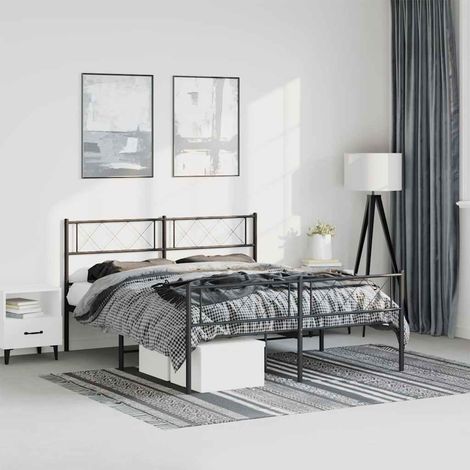 Estructura cama sin colchón con estribo metal negro 150x200 cm (1/5)