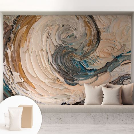 Fototapete - Tapete Vliestapete mit Kleber - Wandtapete Moderne Wandbild Schlafzimmer Wohnzimmer Bunte Wirbel 208x146 cm (1/5)