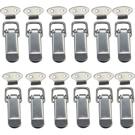 Fermeture à Levier, Loquet à Ressort, 12 pcs Loquet à Bascule Fermoir à Ressort avec Crochet Fermeture à Ressort en Acier Inoxydable pour Coffret, Boîte, Tiroir, Armoire-Fei Yu (1/5)