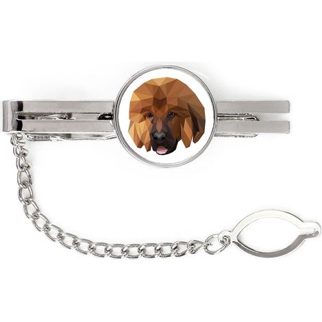 Mastín tibetano, perro tibetano: pinza de corbata geométrica con foto e inscripción Art-Dog (1/4)