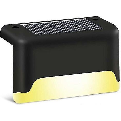 Lot de 4 lampes solaires d'extérieur pour marches, clôtures, terrasses, balustrades et escaliers - Blanc chaud - Étanche - Lampe solaire LED pour clôture (1/4)