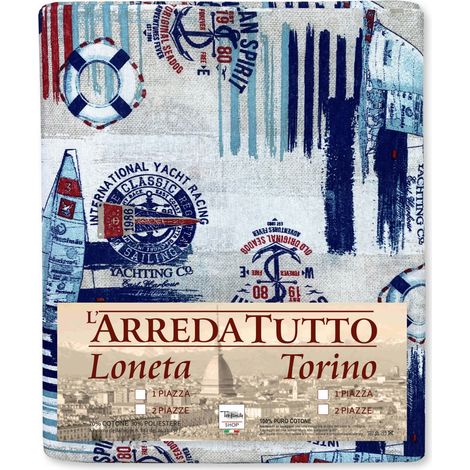 TELO ARREDO copritutto GRAN FOULARD COPRILETTO copridivano TESSUTO LONETA mare MARINO VELA BLU 1 PIAZZA (1/5)