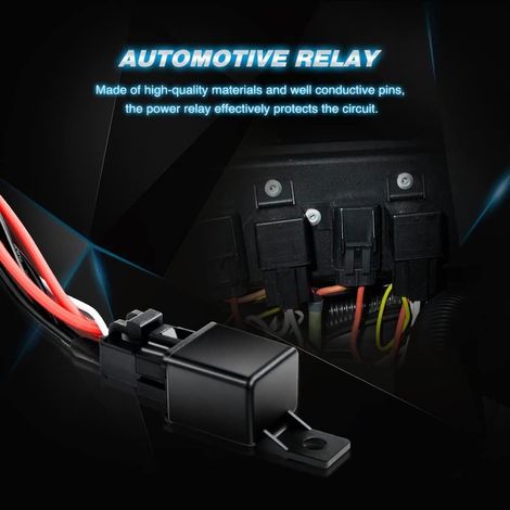 Gebildet Interrupteur Relais de Puissance 12V, Marche/Arrêt, 2 Fils Fusible à Lame Etanche - Faisceau de Câbles pour Barre Lumineuse LED 16AWG Kit pour LED Feux de Travail, Tout-Terrain Lumières