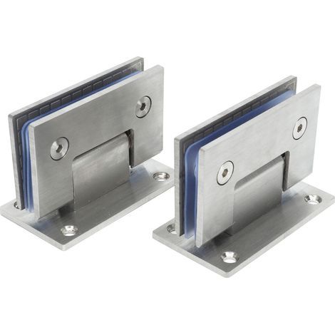 Heavy-duty 90-degree glass door hinge, 2 pieces, durable stainless steel bathroom door clamp for toilet (1/5)