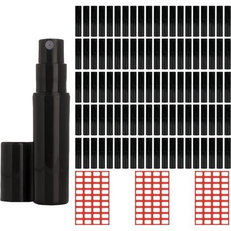 Lot de 100 vaporisateurs de parfum rechargeables de 2 ml, mini flacons pulvérisateurs de parfum, vaporisateurs de parfum pour les déplacements avec entonnoir, pipettes, tête de presse et (1/5)